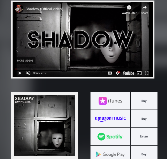 Thumbnail of website from where you can listen to new song 'Shadow'